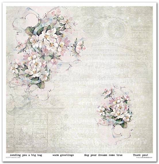 ITD Set 11 Stk 31x32cm einseitig Scrapbooking Papier 200g, Flower Post - White