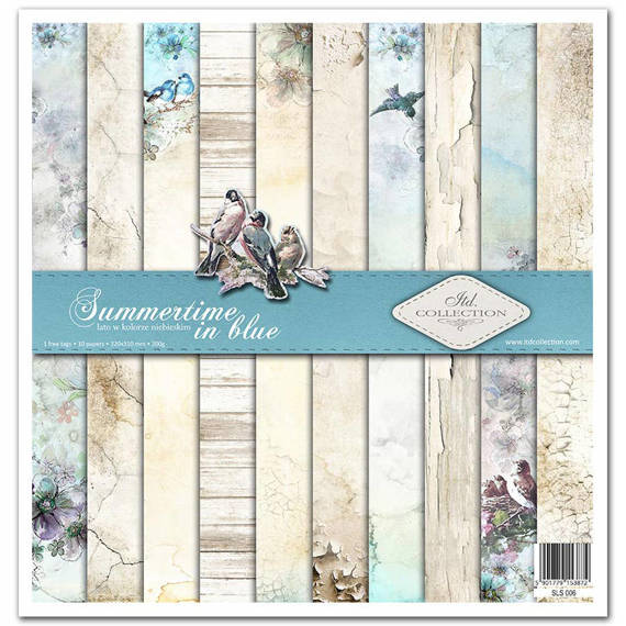 ITD Set 11 Stk 31x32cm einseitig Scrapbooking Papier 200g, Summertime in blue