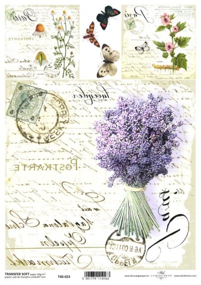 ITD Transferpapier für decoupage SOFT A4 T40-023 lavendel blumen