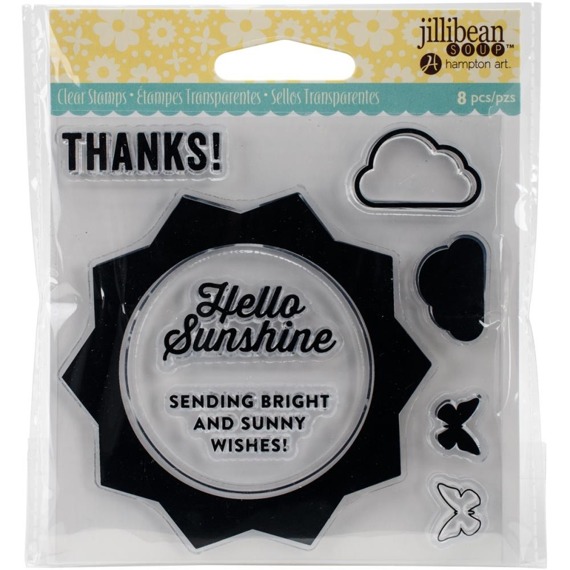 JELLIBEAN SOUP Transparent Stempel Motivstempel - Sunshine - Sonne Wolken Schmetterlinge