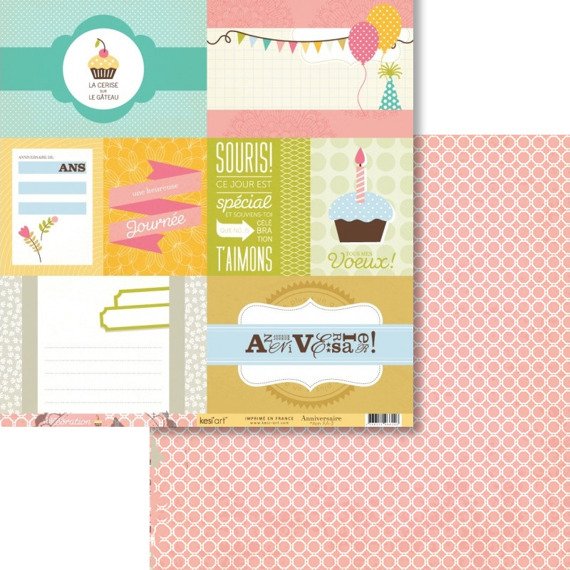 KESI'ART 30x30cm doppelseitig Scrapbooking Craft Basteln Papier, Anniversaire