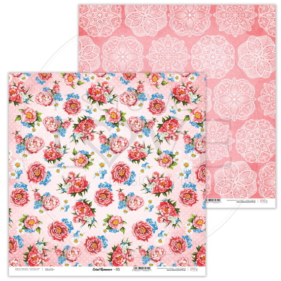 LASEROWE LOVE 30,5x30,5cm doppelseitig Scrapbooking Papier 250g Coral Romance 05