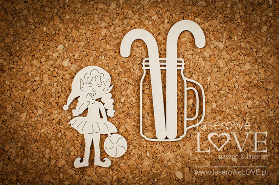 LASEROWE LOVE Dekorpappe Die Cut Chipboard Dekoration - Das Mädchen mit den Lollipops