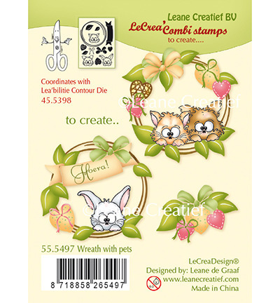 LEANE Transparent Acryl Stempel Motivstempel Clear Stamp - Wreath with pets, Girlande mit Tieren