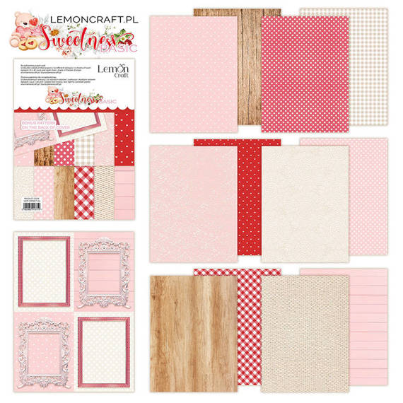 LEMONCRAFT Set 12Blatt 15x20cm doppelseitig Scrapbooking Papier 250g, Sweetness