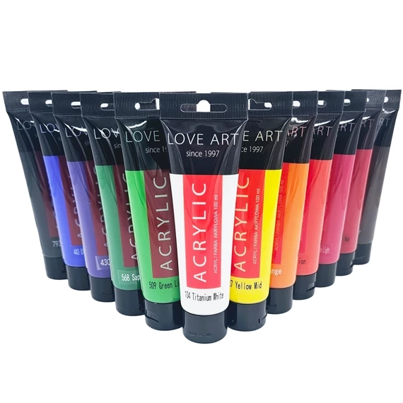 LOVEART Acrylfarbe 100ml - Set mit 12 Farben