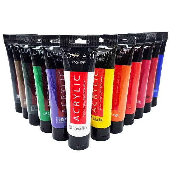 LOVEART Acrylfarbe 100ml - Set mit 12 Farben