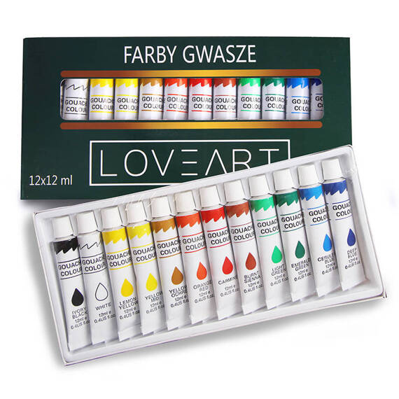 LOVEART Acrylfarben 12x12ML Acrylset Farben Farbenset Künstlerfarbe Malfarben