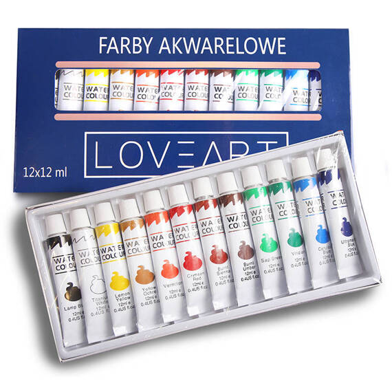 LOVEART Acrylfarben 12x12ML Acrylset Farben Farbenset Künstlerfarbe Malfarben