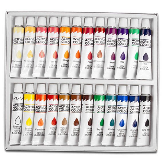 LOVEART Acrylfarben 24x12ML Acrylset Farben Farbenset Künstlerfarbe Malfarben