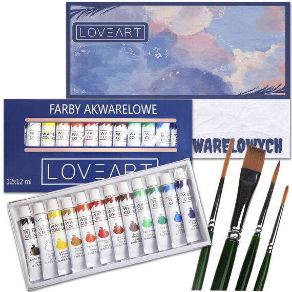 LOVEART Aquarellfarben Set 12 Tuben x 12 ml Aquarell Künstlerfarben Watercolor