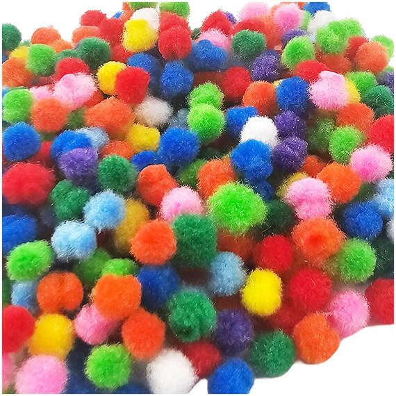 LOVEART POMPONS 380Stk./7mm Bommel Bastelmaterial Bälle zum Basteln, mehrfarbig