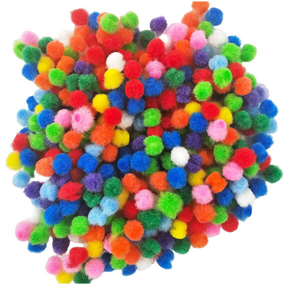 LOVEART POMPONS 380Stk./7mm Bommel Bastelmaterial Bälle zum Basteln, mehrfarbig