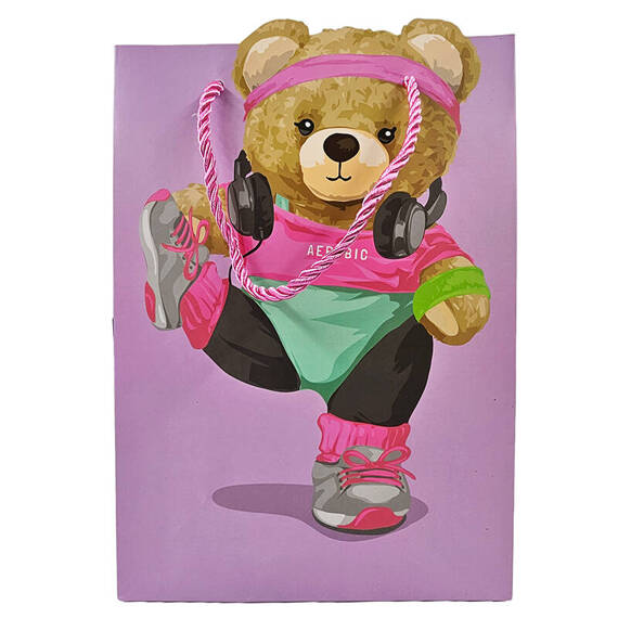 Lila Geschenktüte mit Teddybär