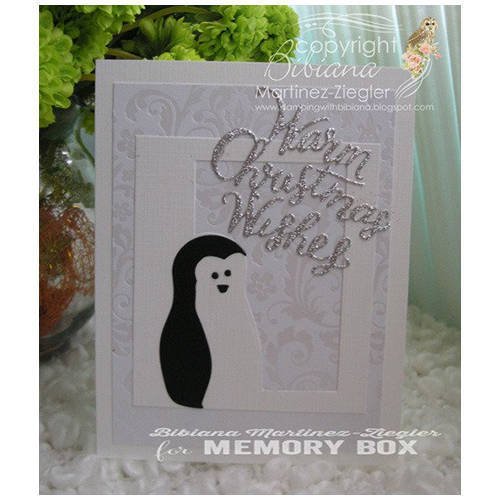 MEMORY BOX Stanzformen Set Stanzschablone Scrapbooking Die Cut, Little Penguin Collage Rahmen mit Pinguin