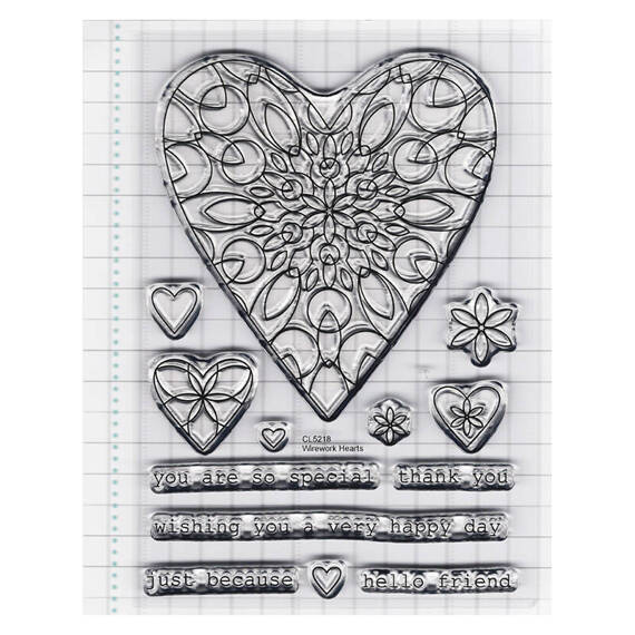 MEMORY BOX Transparent Acryl Stempel Motivstempel - Wirework Hearts, Herzen