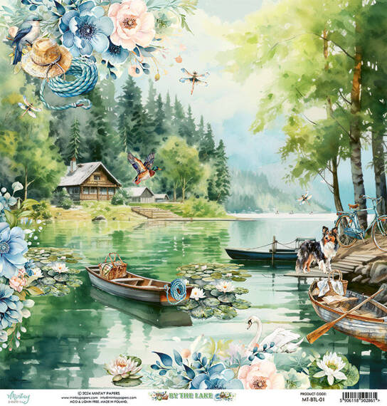 MINTAY 30x30cm doppelseitig Scrapbooking Craft Papier 240g - By The Lake 01