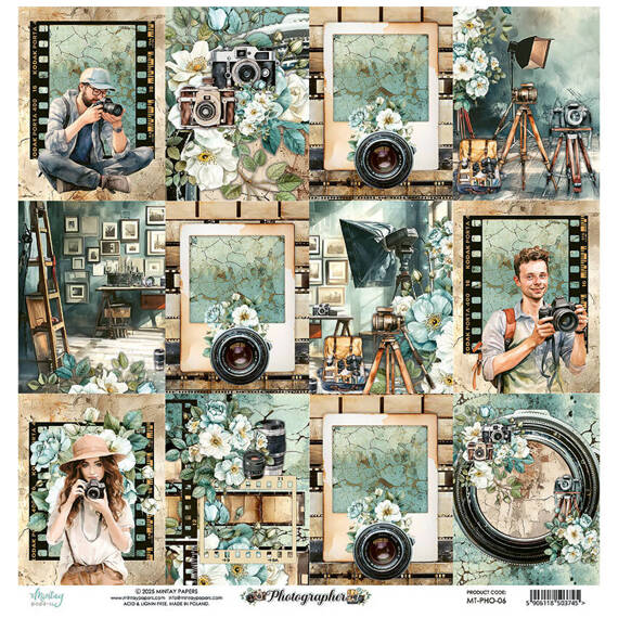 MINTAY 30x30cm doppelseitig Scrapbooking Craft Papier 240g - Photographer 06