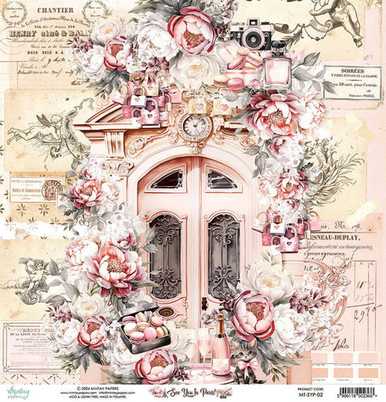 MINTAY 30x30cm doppelseitig Scrapbooking Craft Papier 240g -  See You In Paris 02