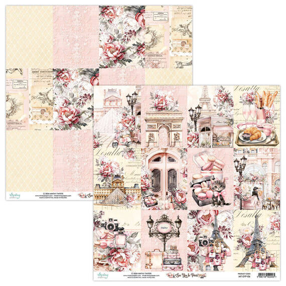 MINTAY 30x30cm doppelseitig Scrapbooking Craft Papier 240g - See You In Paris 06