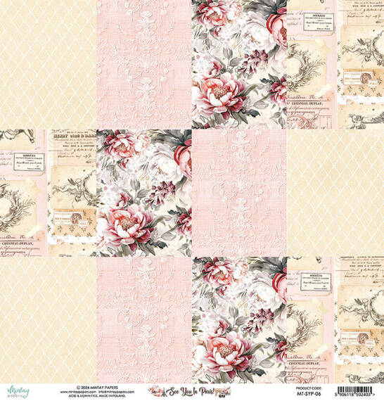 MINTAY 30x30cm doppelseitig Scrapbooking Craft Papier 240g - See You In Paris 06