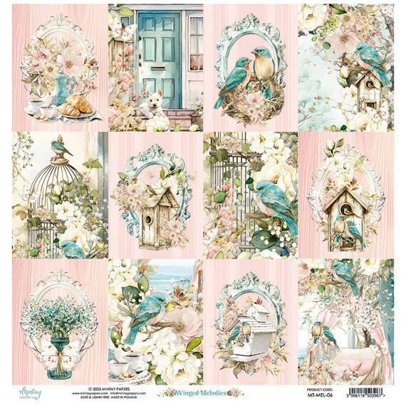 MINTAY 30x30cm doppelseitig Scrapbooking Craft Papier 240g - Winged Melodies 06