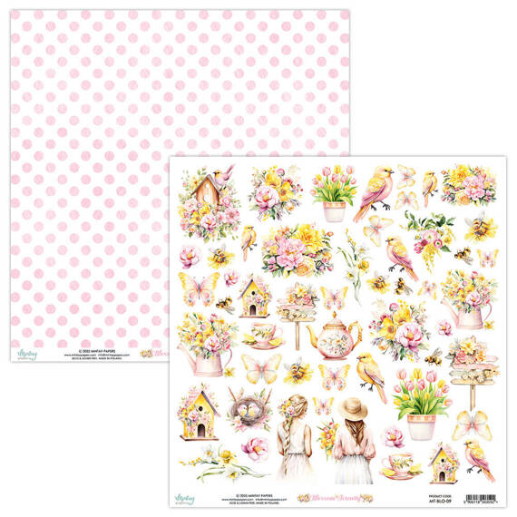 MINTAY 30x30cm doppelseitig Scrapbooking Papier mit Elementen - Blossom Serenity