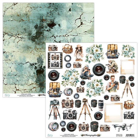 MINTAY 30x30cm doppelseitig Scrapbooking Papier mit Elementen - Photographer