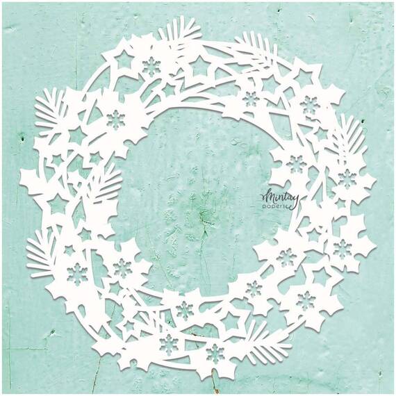 MINTAY Chippies - Dekorpappe Die Cut Chipboard Dekoration Ornament - Christmas Wreath 2 