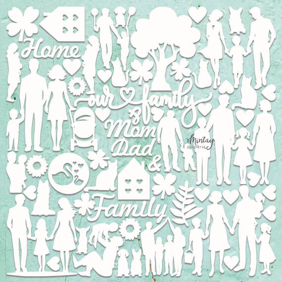 MINTAY Chippies - Dekorpappe Die Cut Chipboard Dekoration Ornament - Family