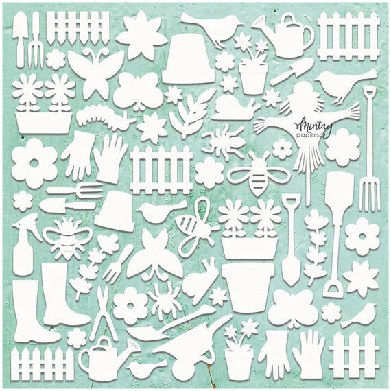 MINTAY Chippies - Dekorpappe Die Cut Chipboard Dekoration Ornament - Gardening