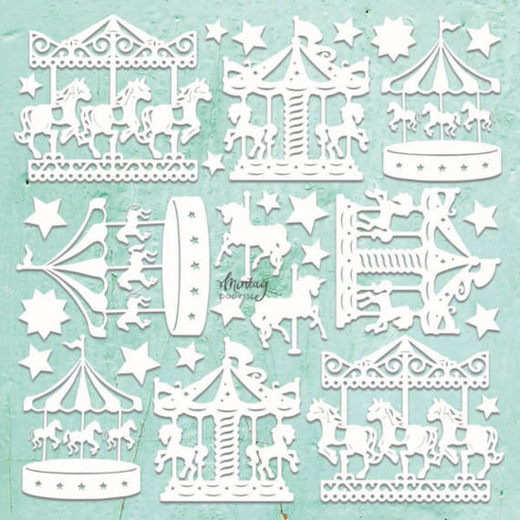 MINTAY Chippies - Dekorpappe Die Cut Chipboard Dekoration Ornament Karussells
