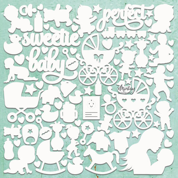 MINTAY Chippies - Dekorpappe Die Cut Chipboard Dekoration Ornament - Little Baby