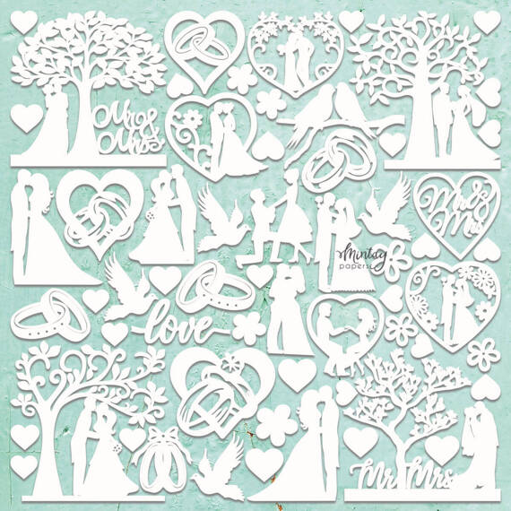 MINTAY Chippies - Dekorpappe Die Cut Chipboard Dekoration Ornament - Wedding