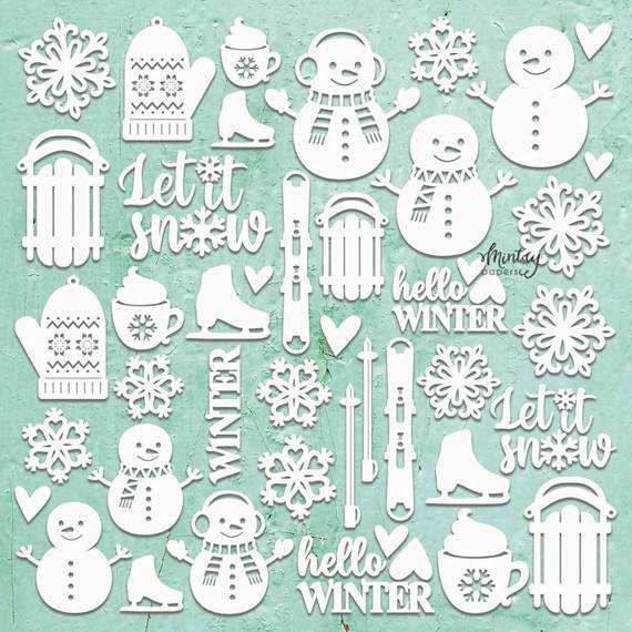 MINTAY Chippies - Dekorpappe Die Cut Chipboard Dekoration Ornament - Winterzeit