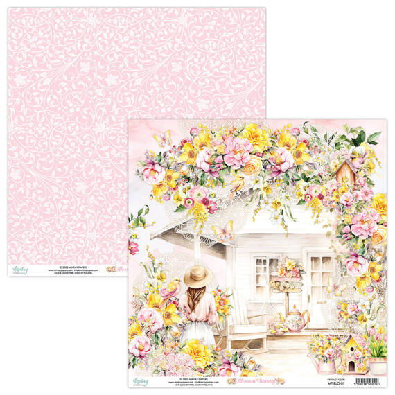 MINTAY Set 12Stk 30x30cm doppelseitig Scrapbooking Papier 240g - Blossom Serenity