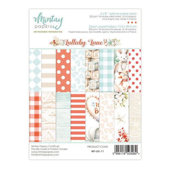 MINTAY Set  24 Blatt 15x20 doppelseitig Scrapbooking Papier - Lullaby Lane