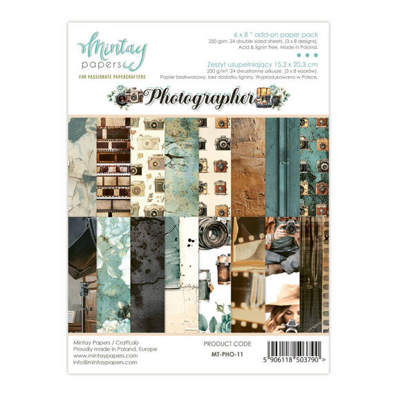 MINTAY Set  24 Blatt 15x20 doppelseitig Scrapbooking Papier - Photographer