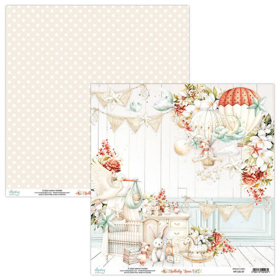 MINTAY Set 24Stk 15x15cm doppelseitig Scrapbooking Papier 240g - Lullaby Lane