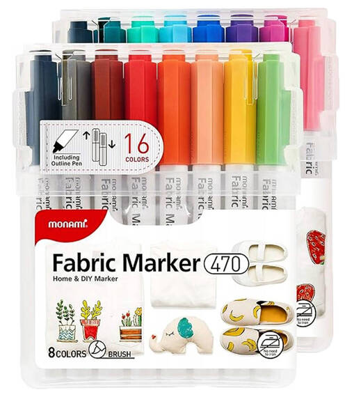 MONAMI Permanente Stoffmarker - fabric markers - 16 Farben