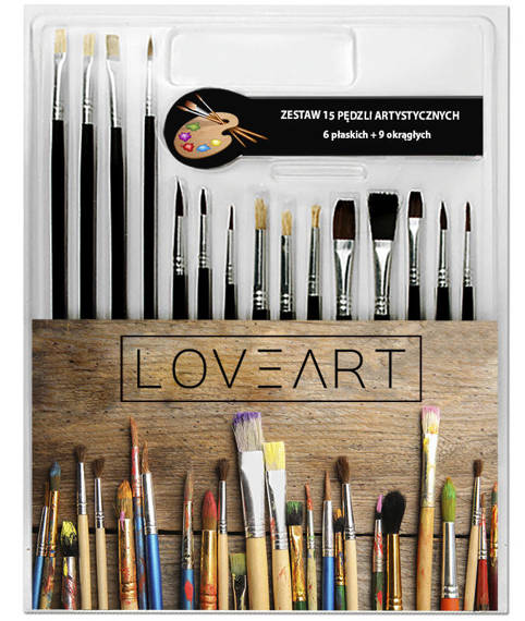 Malset LOVEART Acrylfarben 24x12ml + Pinsel + Malpalette / Pinselset Farbenset