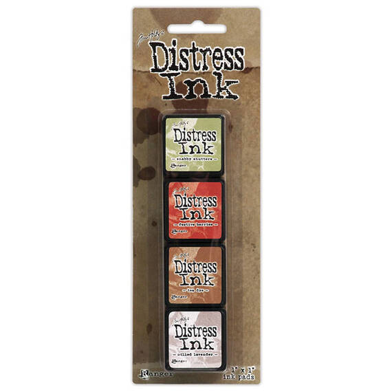 Mini Distress Pad kit 11 - Ranger TDPK40415 Shabby Shutters, Festive Berries, Tea Dye, Milled Lavender