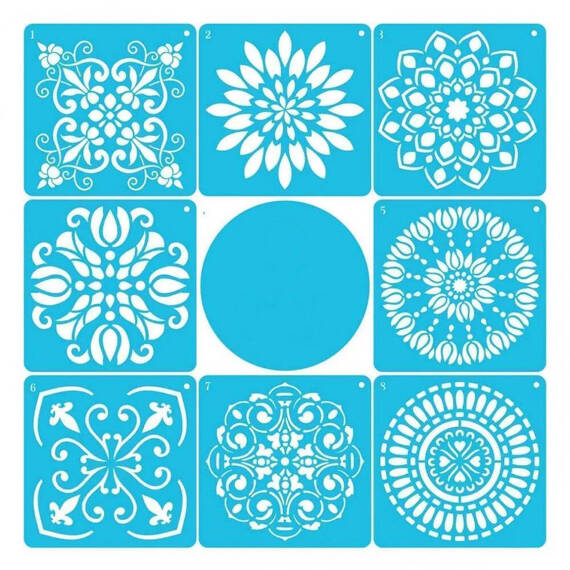 Mixed Media Schablone STENCIL für Decoupage Scrapbooking 15x15 - Mandala B - 8St