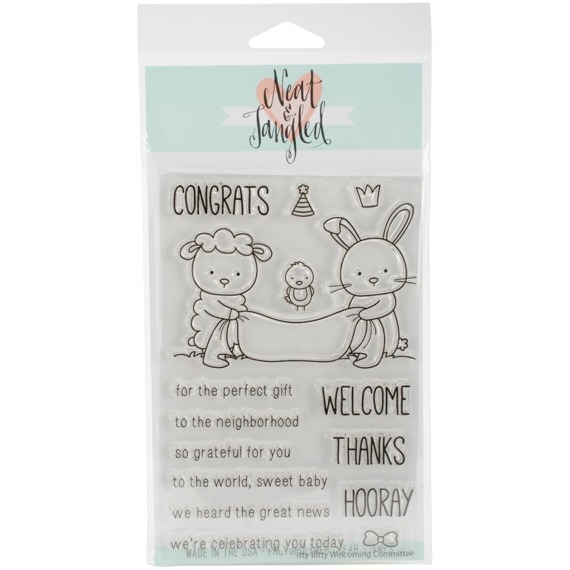 NEAT & TANGLED - Transparent Stempel Motivstempel - Itty Bitty Welcoming Committee ein Lamm ein Hase ein Küken