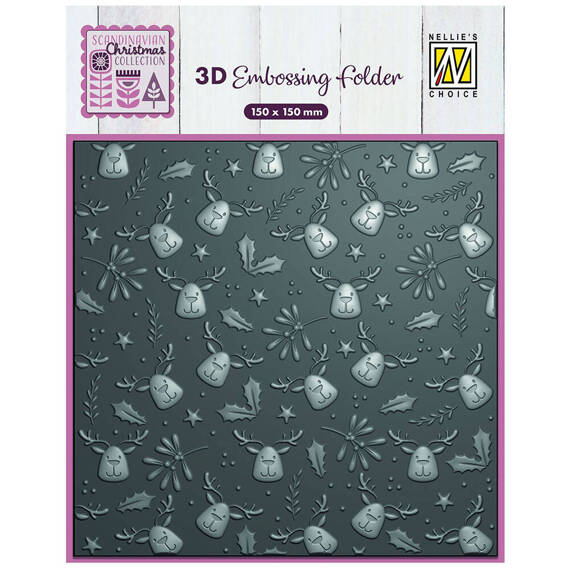 NELLIE'S CHOICE Embossing Folder Prägefolder Prägeschablone, EF3D94 Rentier