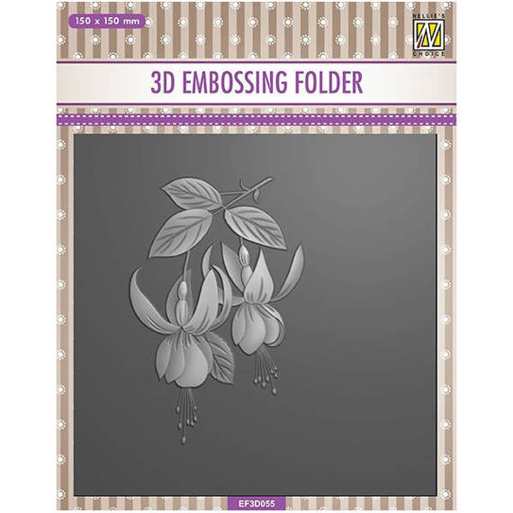 NELLIE'S CHOICE Embossing Folder Prägefolder Prägeschablone, blumen, fuchsie EF3D55 