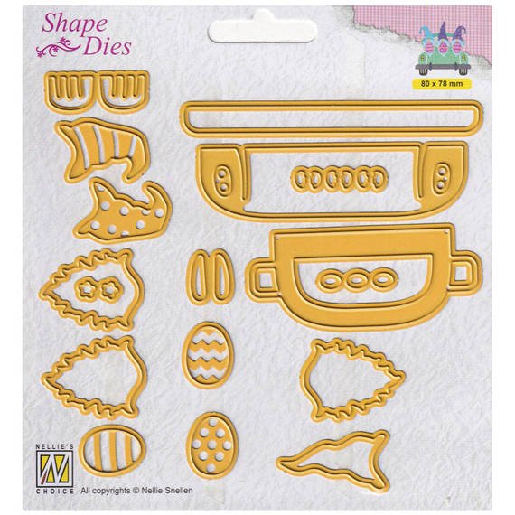 NELLIES Stanzform Präge Stanzschablone Scrapbooking Cutting Die, Auto, Zwerge, Ostereier SD194 