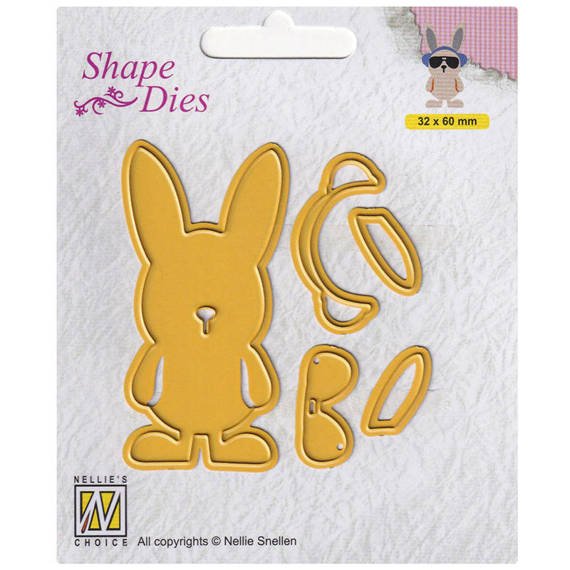 NELLIES Stanzform Präge Stanzschablone Scrapbooking Cutting Die, Hase mit Kopfhörer und Brille SD195