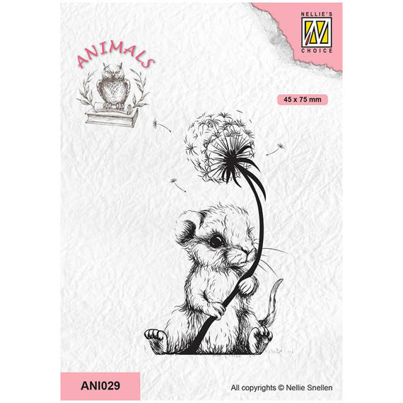 NELLIE'S Transparent Acryl Stempel Motivstempel Clear Stamp, ANI029 eine Maus mit Löwenzahn