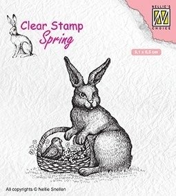 NELLIE'S Transparent Acryl Stempel Motivstempel Clear Stamp - Hase Korb